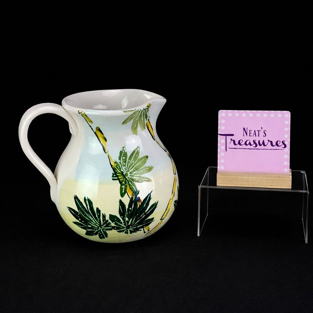 Vintage Antica Fornace Tropical Bamboo Palm Tree Beverage Water Ceramic Pitcher